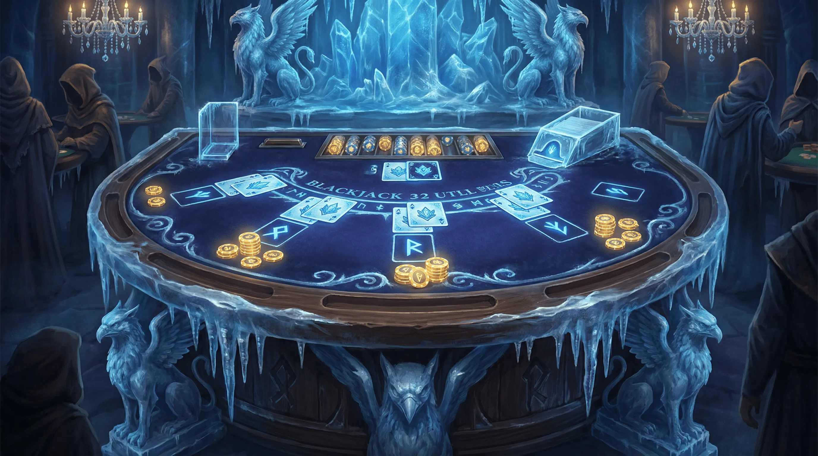 Mesa de Blackjack elegante com tema de gelo no mgmbet casino